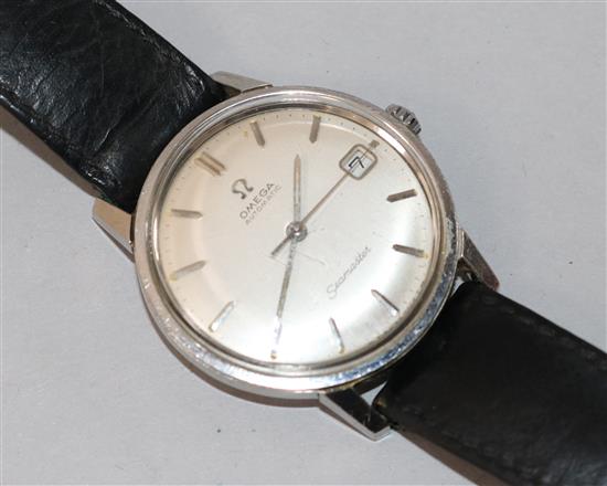 A gentlemans 1960s stainless steel Omega Automatic Seamaster wrist watch.